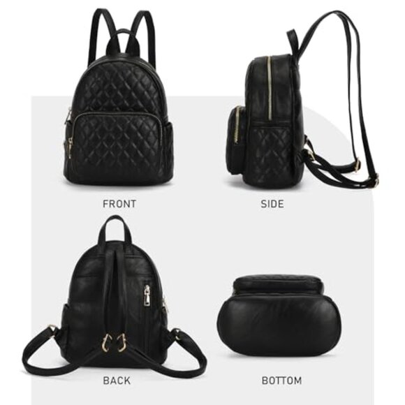Quilted Mini Backpack PU Leather Satchel Daypack Chic Retro Designer Style main image 7